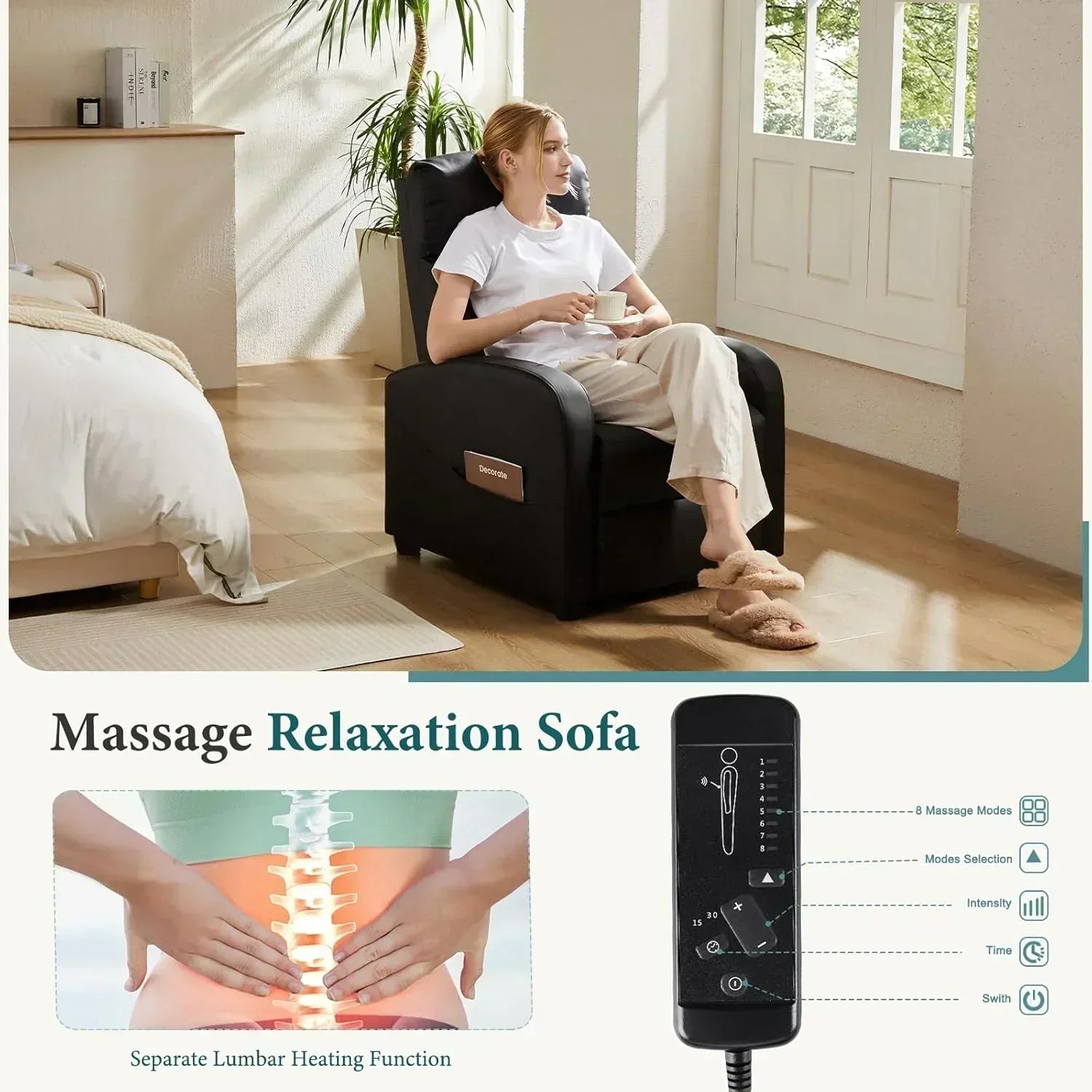 Adult recliner living room massage recliner adjustable home theater chair single sofa wourant