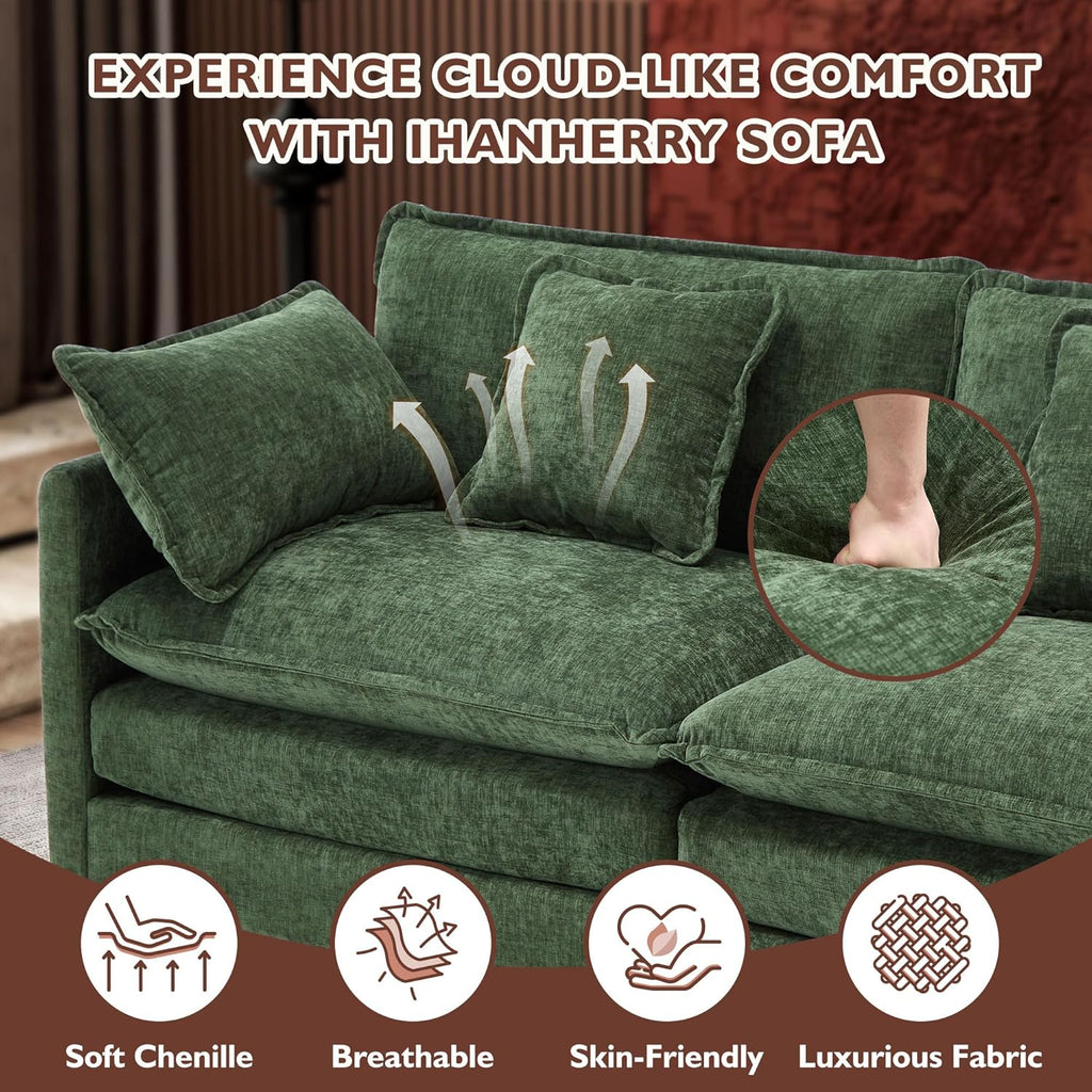 111.4 Inch L Shaped Modern Sofa Modular Cloud Sofa with Ottoman 4 Seater Chenille Deep Seat Sofa wourant