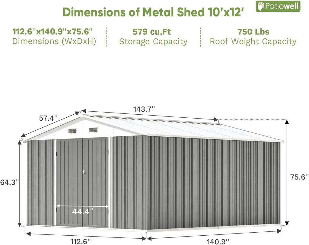 Patiowell 5x3 FT Outdoor Storage Shed Tool Shed with Sloping Roof and Lockable Door Metal Shed wourant