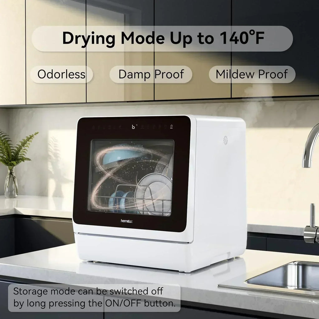 Hermitlux tabletop dishwasher 7 wash programs portable mini dishwasher wourant