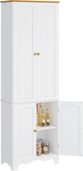 Tall Pantry Cabinet Freestanding Storage Cabinet Wooden Kitchen Pantry with 4 Doors wourant
