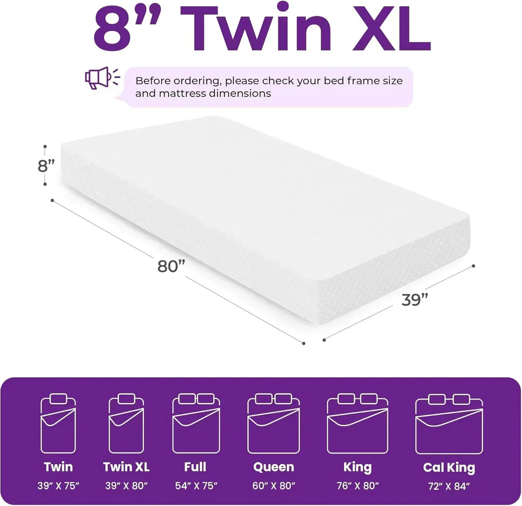 GAESTE 8-inch Fully Cooling Gel Memory Foam Mattress Mattress-in-a-Box wourant