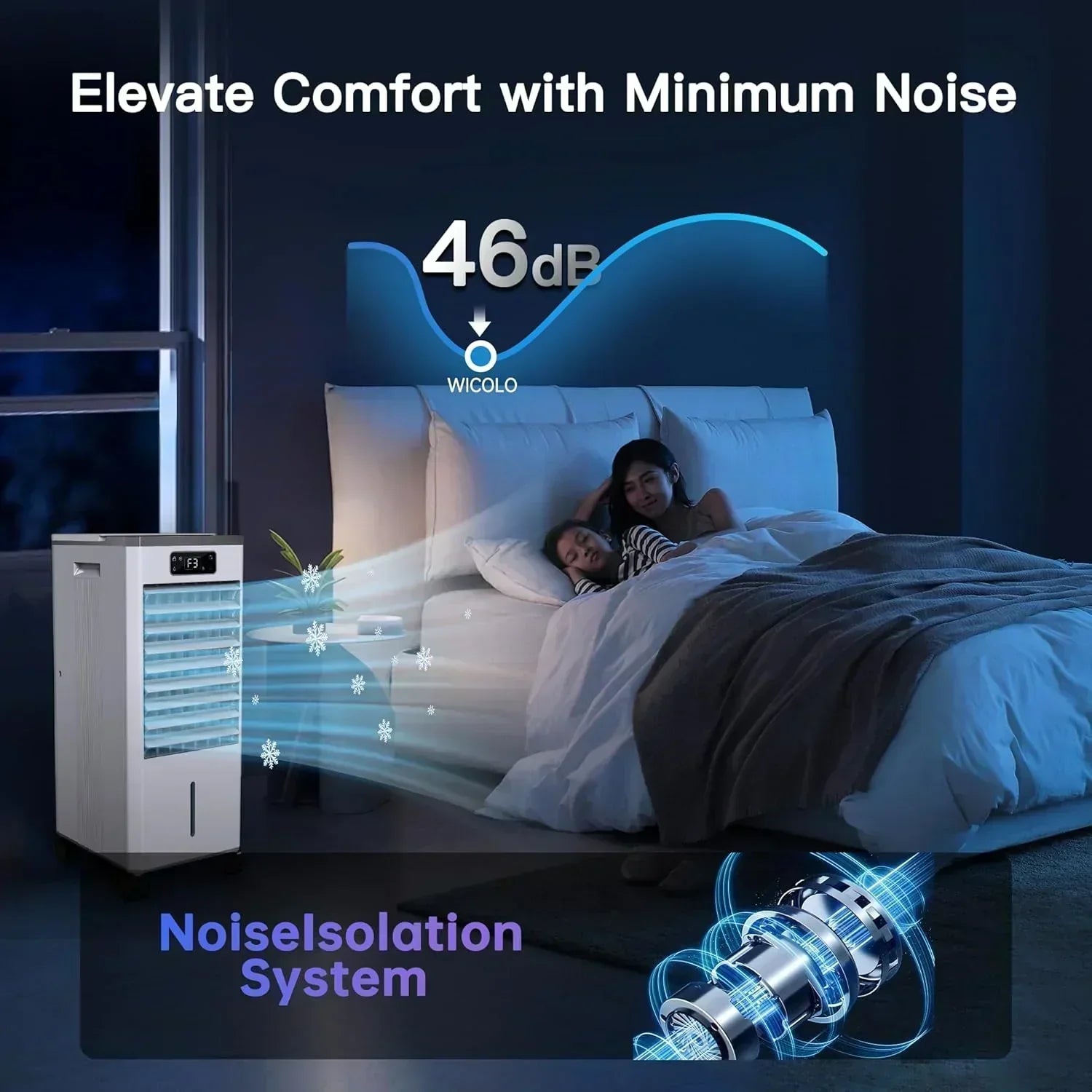 Windowless Portable Air Conditioners Evaporative Air Cooler 3 Modes & 3 Speeds 12H Timer wourant
