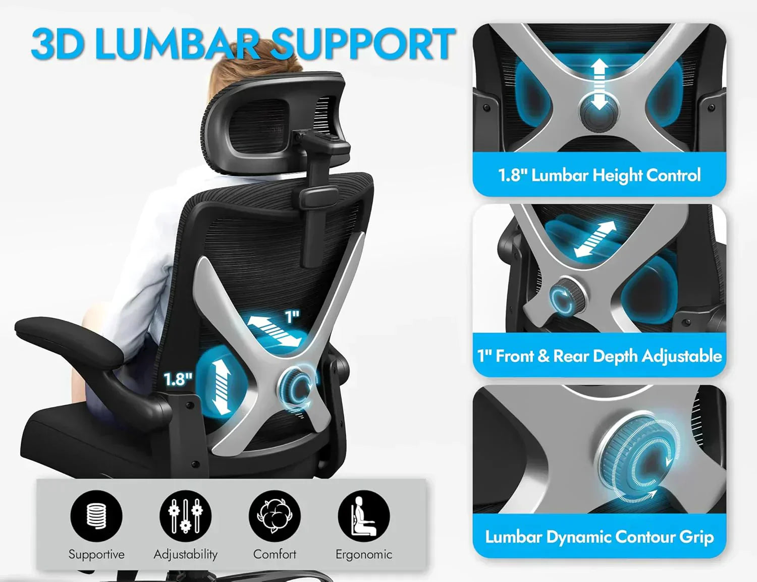 Office computer desk and chair gaming chair with lumbar support and headrest wourant