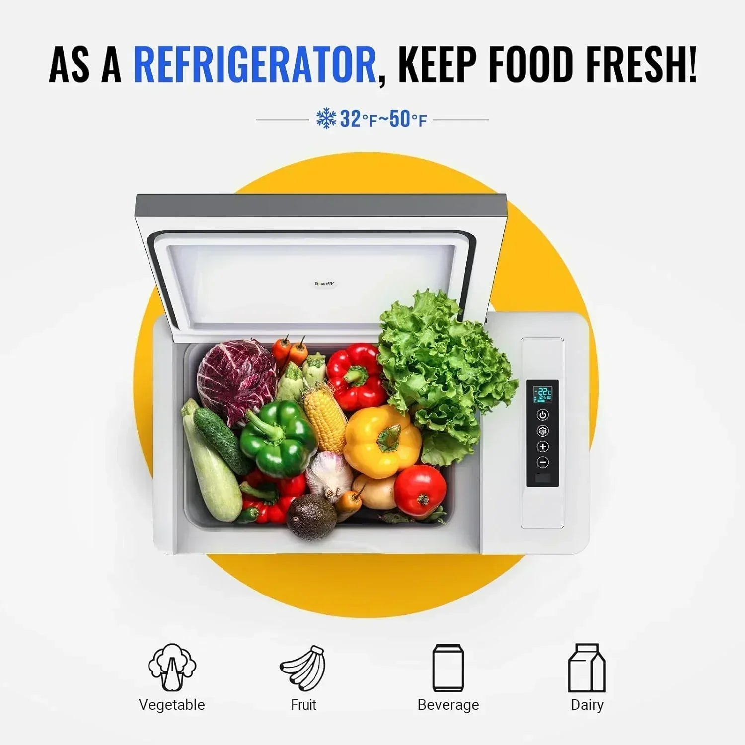 BougeRV 12 Volt Refrigerator 12V Car Fridge 23 Quart Portable Freezer Compressor Cooler wourant