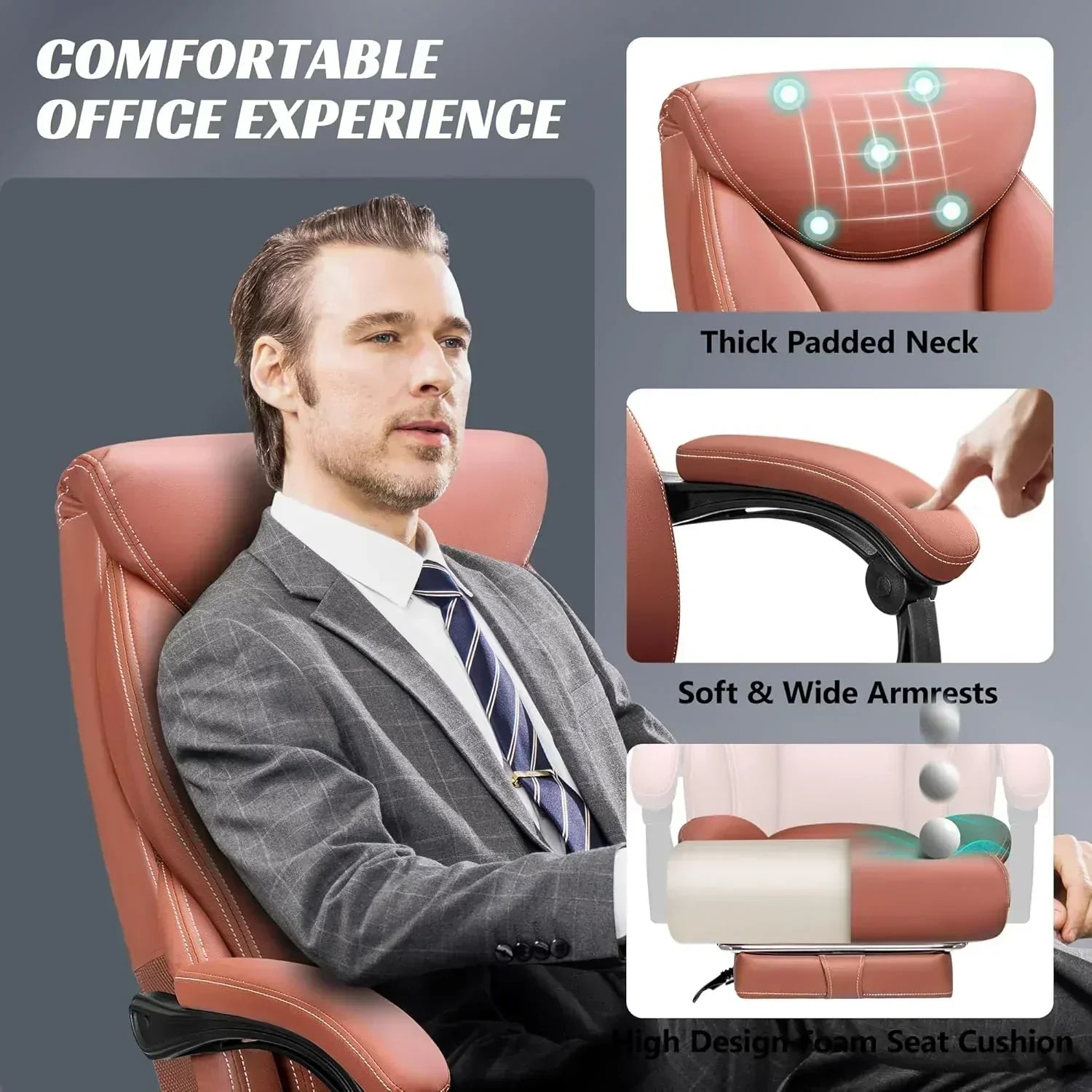Office Chair Large High-Foot Computer Desk Chair Chair Lumbar Support Rotating Computer Chair wourant