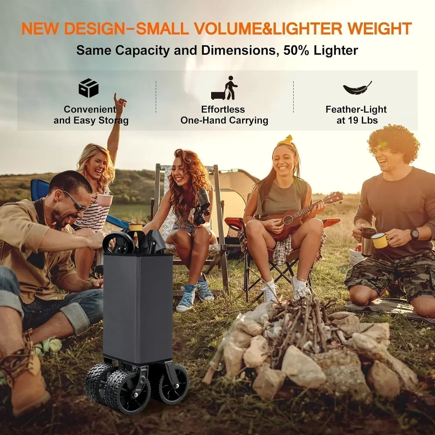Large wheel foldable beach cart foldable beach cart with all-terrain wheels large load capacity wourant