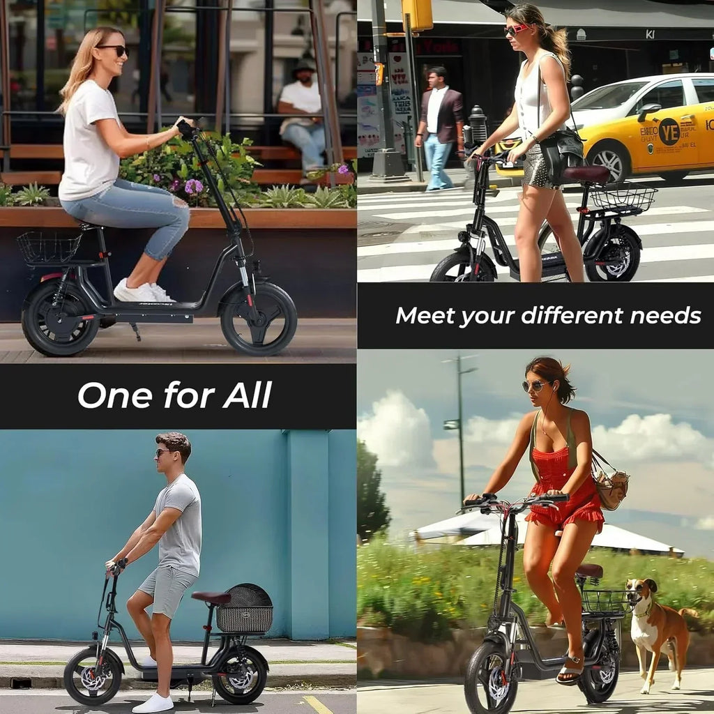 iScooter electric scooter with seat 28/19/15.6 mph top speed dual suspension scooter wourant