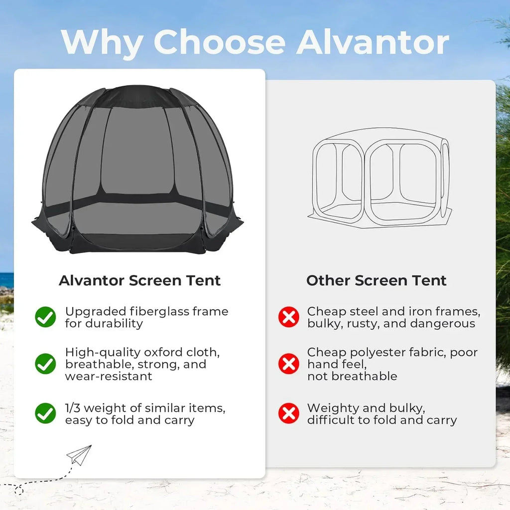 Alvantor Screen House Gazebo Pop Up Igloo Screened Canopy Tent with Mosquito Netting Sides wourant