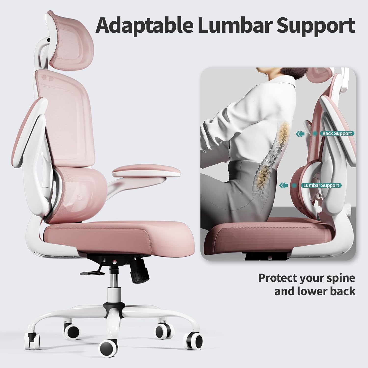 Office Chair Ergonomic Desk Chair, 330 lbs Home Mesh Desk Chair with Wheels, Comfortable Gaming Chair, High Back Office Chair wourant