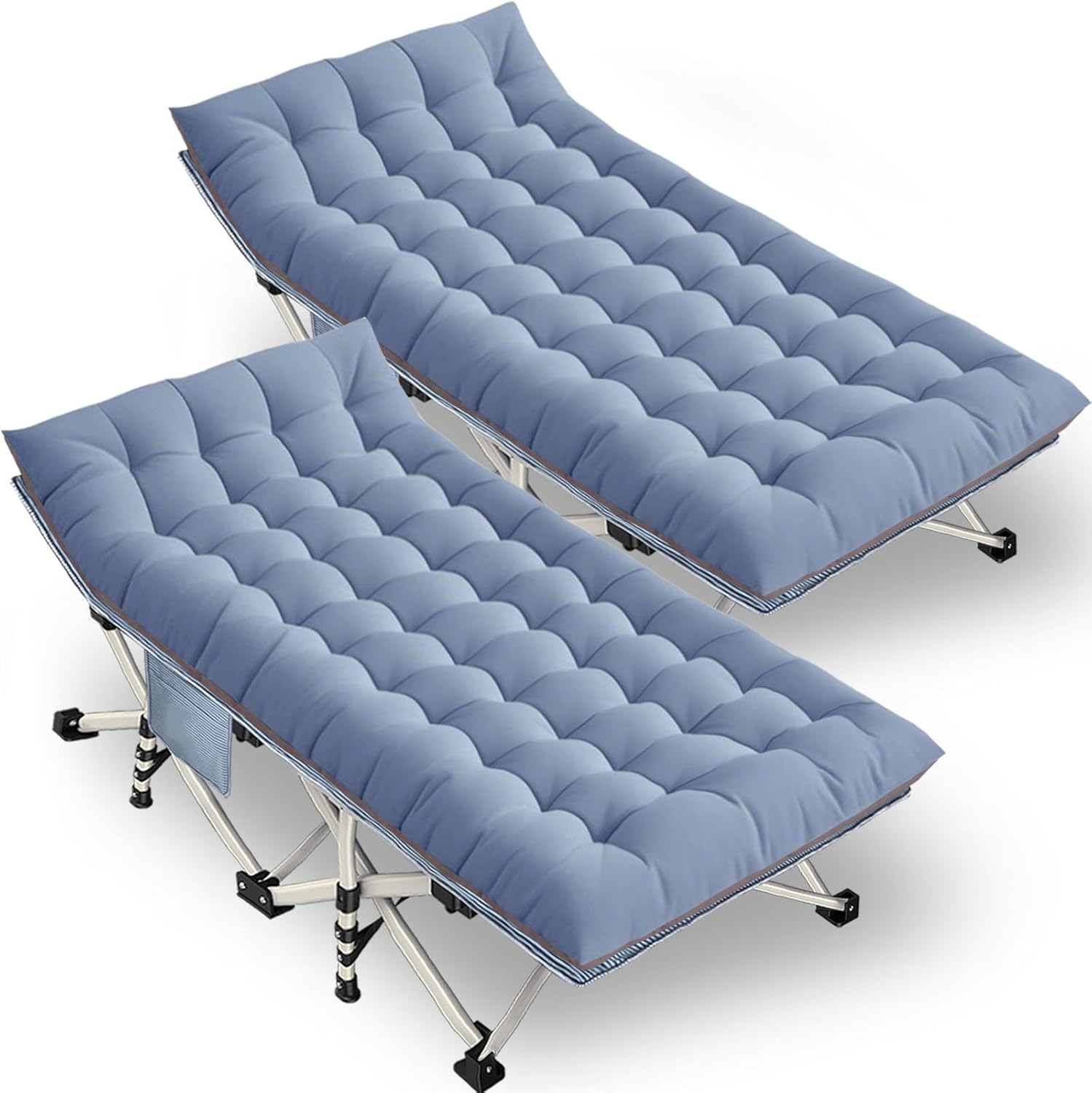 2-pack camping cots with mattresses, comfortable sleeping beds, adult camping cots, 2-person folding beds, heavy-duty sleeping beds wourant