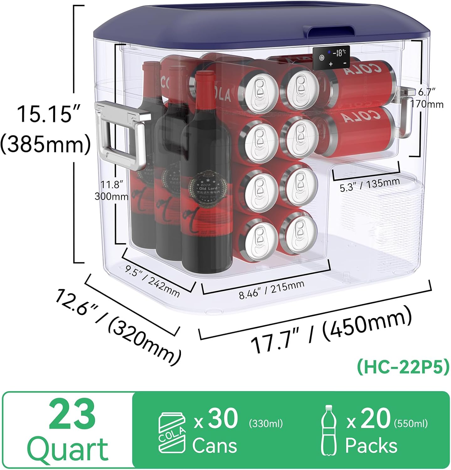 Car Fridge Portable 12 Volt Refrigerator 23 Quart (22 Liter) Freezer Compressor Cooler 12V/24V DC wourant