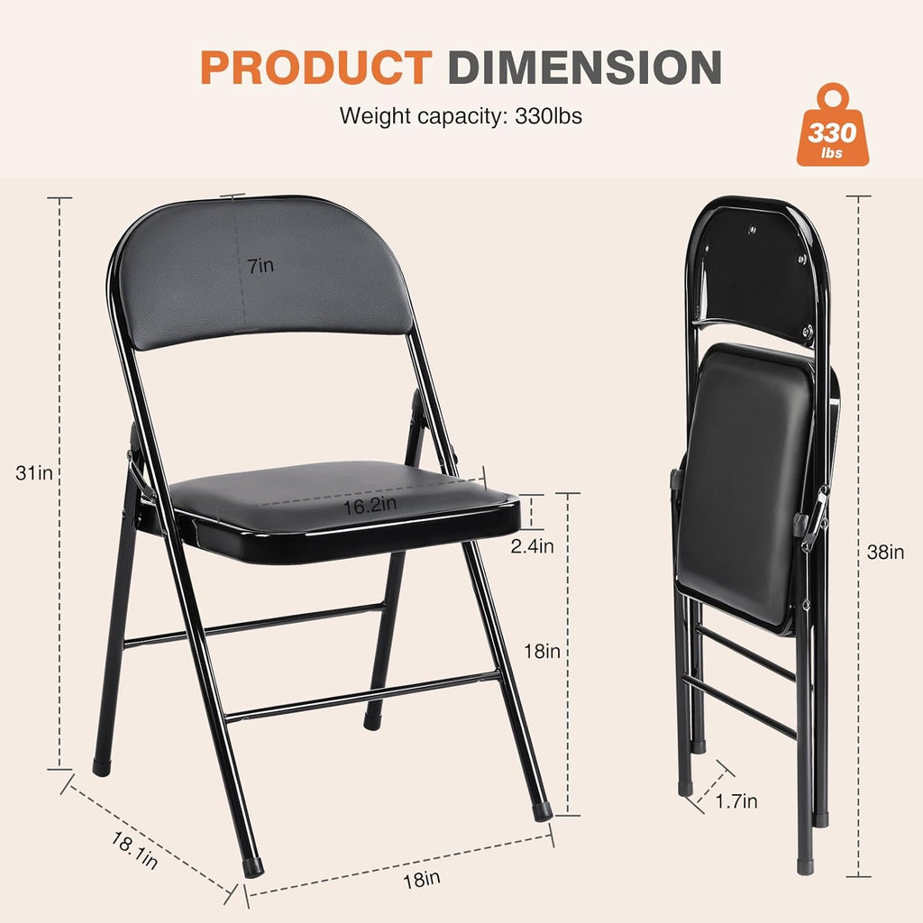 Sweetcrispy Folding Chair 12 Pack, Leather Padded Folding Chairs, Sturdy Metal Foldable Chairs wourant