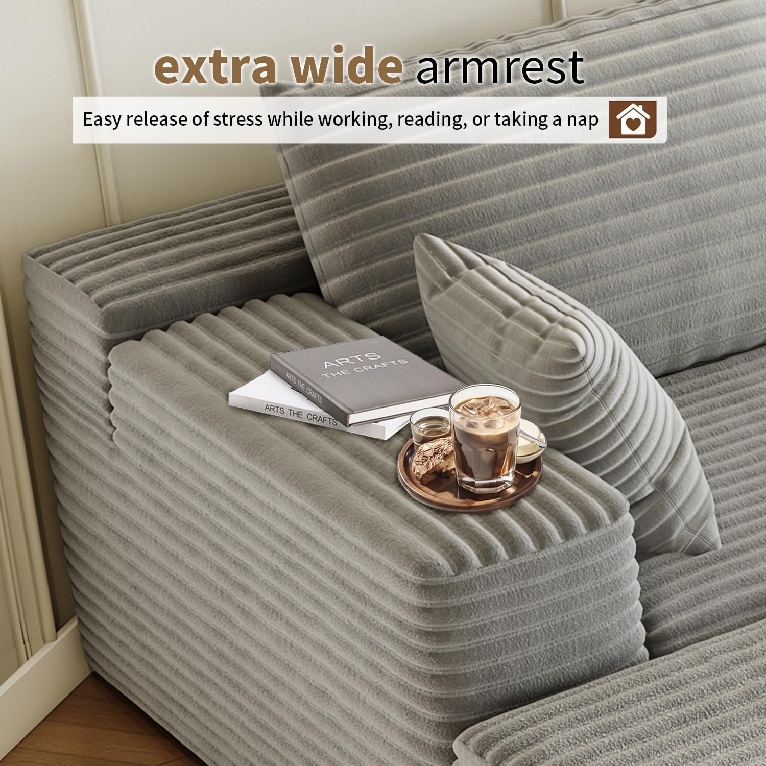 107.5" Cloud Modular Sectional Sofa Couch with L-Shape Chaise,Modern Minimalist Upholstered Couches wourant