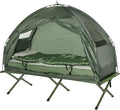 Outsunny Camping Tent Cot, 4-in-1 Folding Tent Cot Combo with Mattress, Pillow, Sleeping Bag, Roller Carrying Bag, Off Ground Travel Camp Cot for Hiking, Backpacking, Picnic wourant