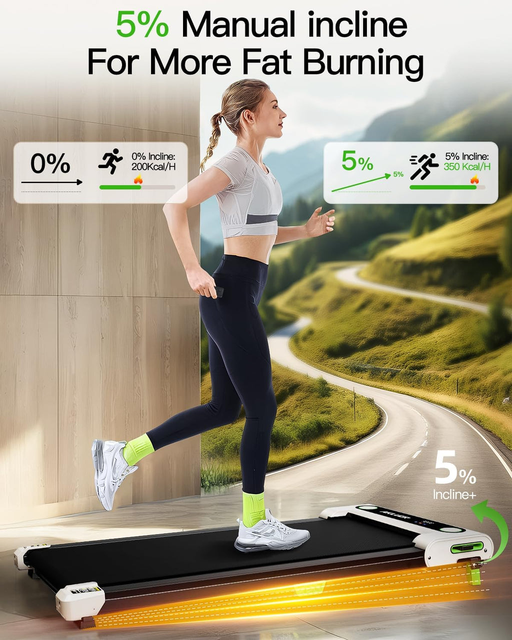 Akluer Inclined Home Treadmill 2.5 HP Small Under-Desk Treadmill with Remote Control and LED Display wourant