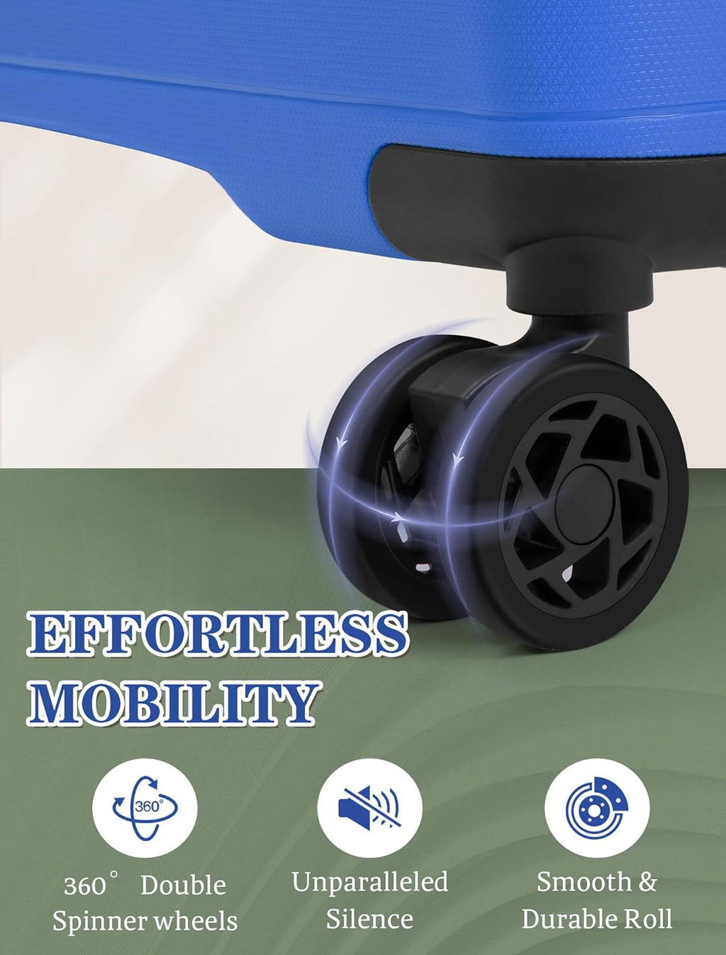 5-piece luggage set with wheels, ABS hardshell suitcase with spinner wheels wourant