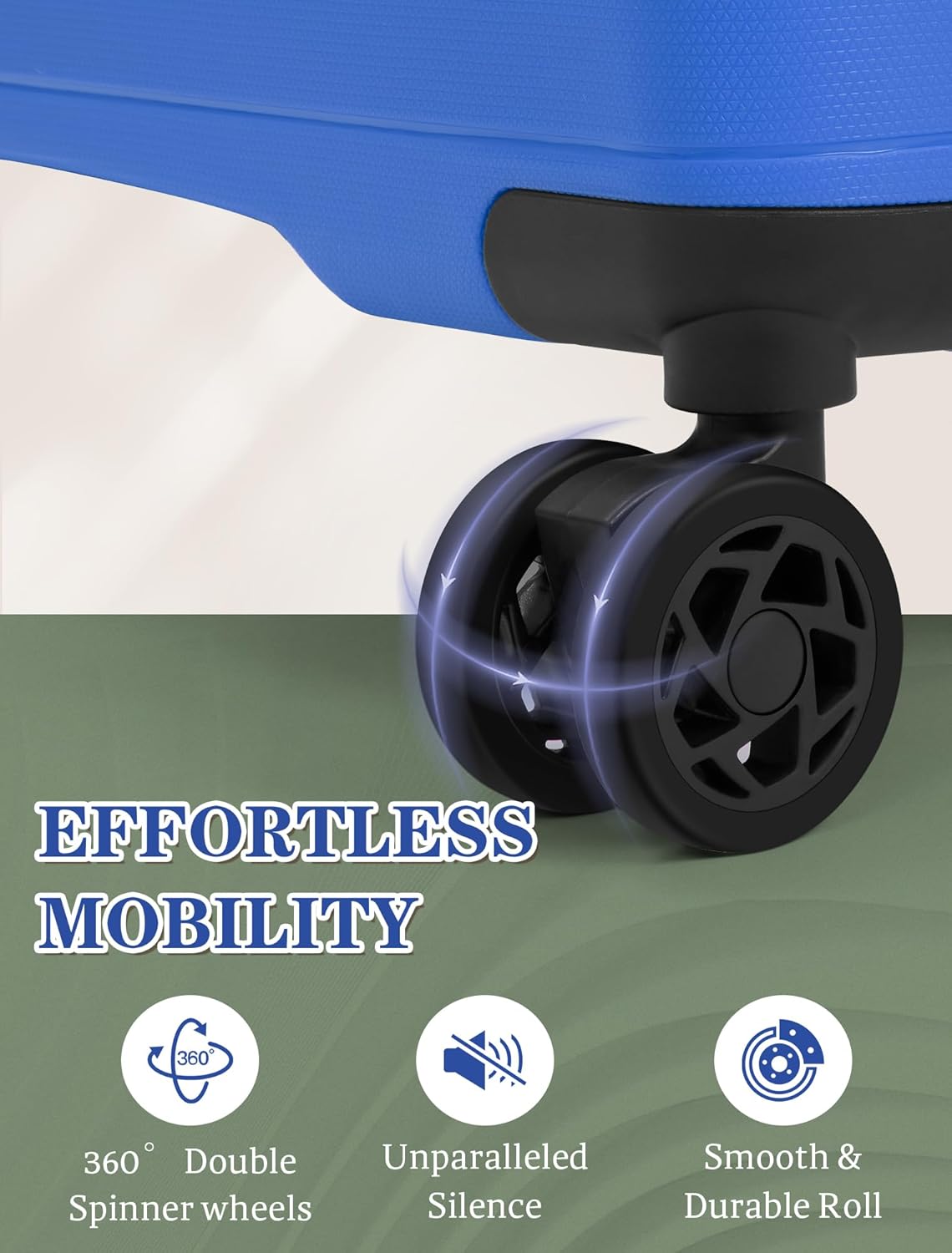 5-piece luggage set with wheels, ABS hardshell suitcase with spinner wheels wourant