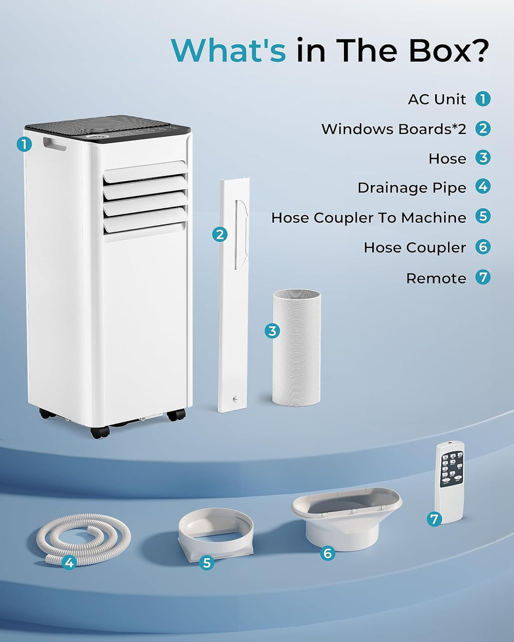 EUHOMY 8,000 BTU Portable Air Conditioners, 4-in-1 Portable AC Unit Up to 350 Sq.Ft, 4 Modes Quiet Air Conditioner with Remote Control, Cool, Fan, Dehumidifier, 24H Timer, Bedroom, Office, Apartments wourant