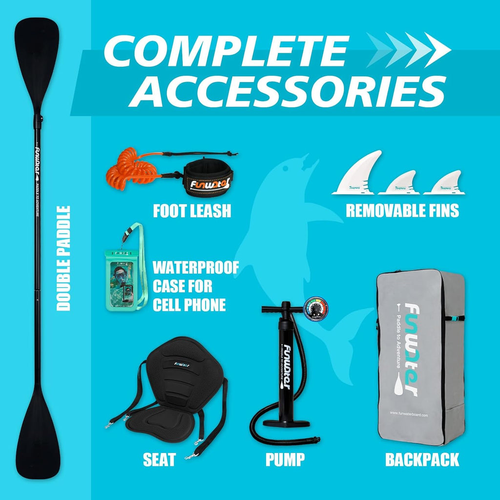 FunWater Inflatable Stand Up Paddle Board with Premium SUP Paddle Accessories, Non-Slip EVA Deck, 11'/10'6' Paddle wourant