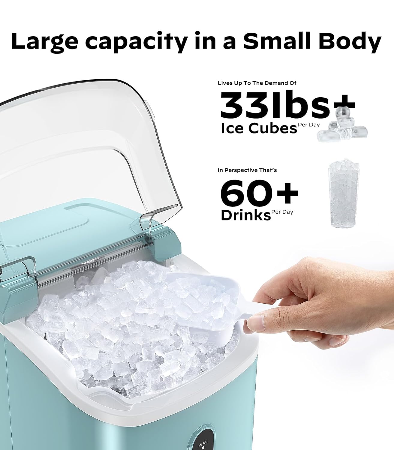 Nugget Ice Maker Countertop, Silonn Chewable Pellet Ice Machine with Self-Cleanin Function, 33lbs/24H Portable Ice Makers for Home Kitchen Officce, Black wourant