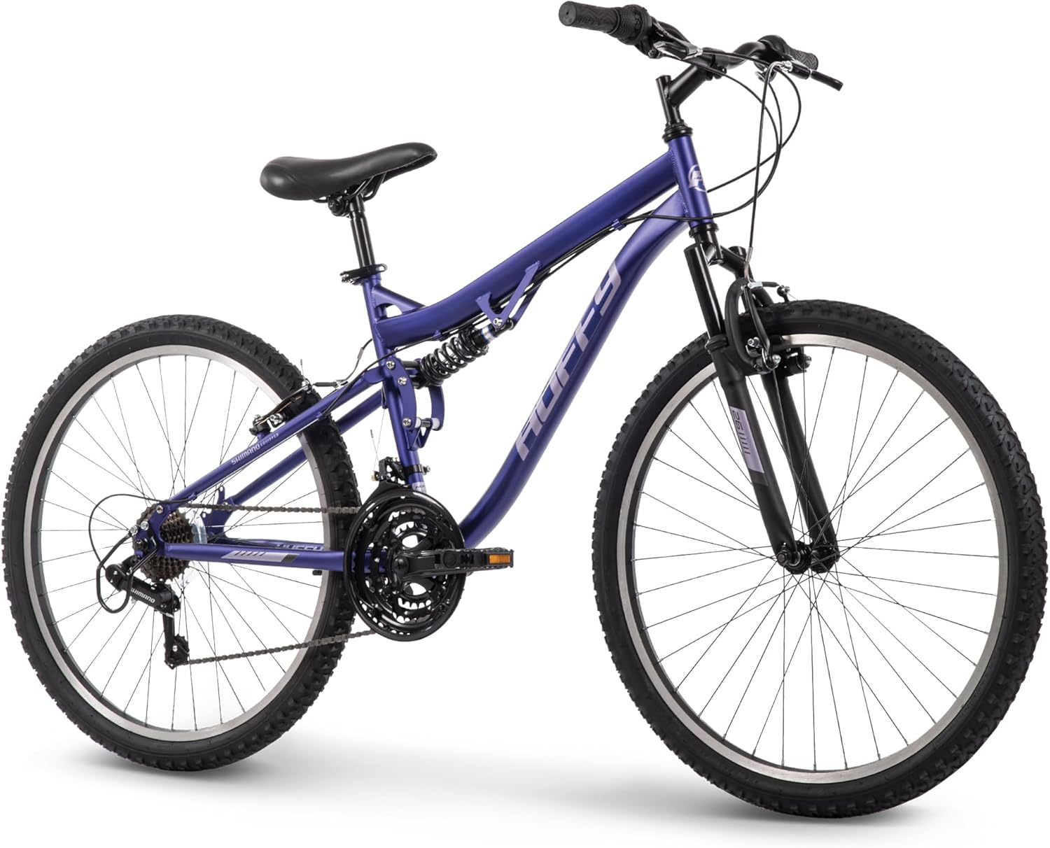 Huffy Stone Mountain Hardtail Mountain Bike for Boys/Girls/Men/Women, 20"/24"/26" Sizes, 6 or 21 Speed Shimano Twist Shifting, Front or Dual Suspension, Comfort Saddle, Sleek Colors wourant
