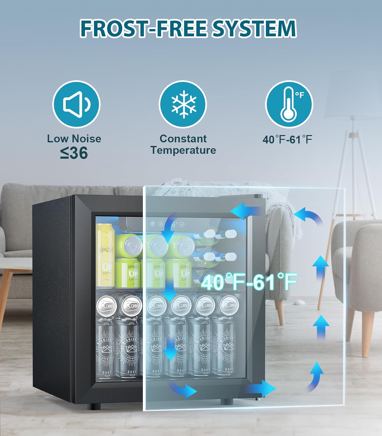 Mini Fridge 130 Can Beverage Refrigerator Cooler, 3.2 Cu.Ft Drink Fridge for Soda Wine Beer, Adjustable Temperature Control for Home Office, Black wourant