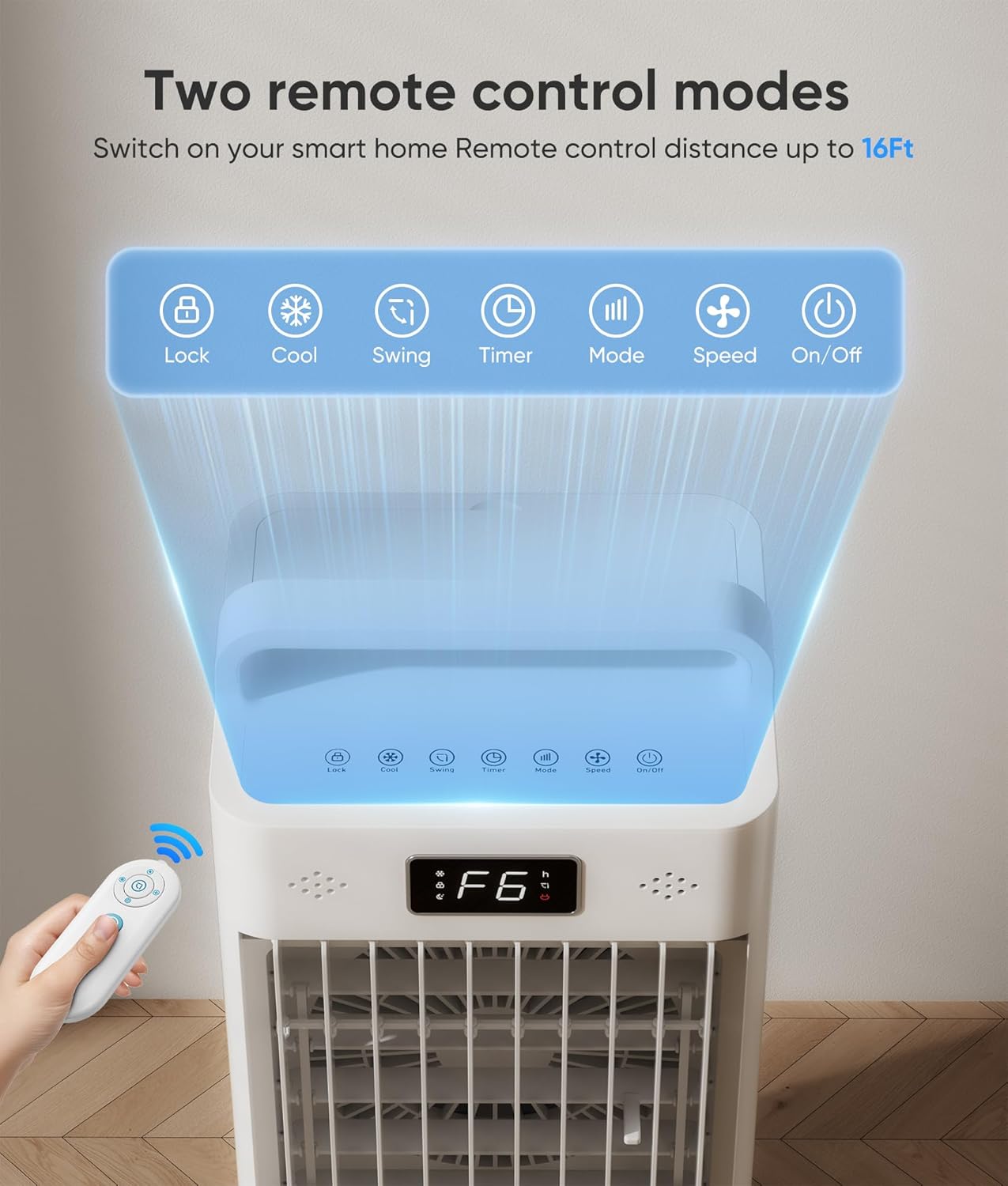 Windowless Portable Air Conditioners, Evaporative Air Cooler w/3 Modes & 3 Speeds, 12H Timer for Smart Auto-off, 2-Gal Tank for 20H Cooling,16FT Remote,No Hose Needed,46db Swamp Cooler wourant