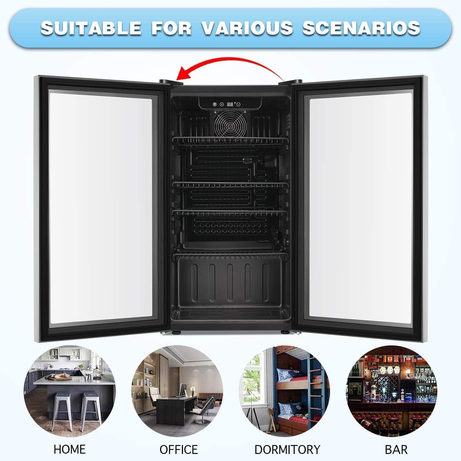 Antarctic Star Beverage Refrigerator Cooler 68 Can, Mini Fridge with Glass Door for Beer Drinks Wine,Freestanding Small Fridge with Electronic Temperature Control for Home and Bar,1.7 cu.ft wourant