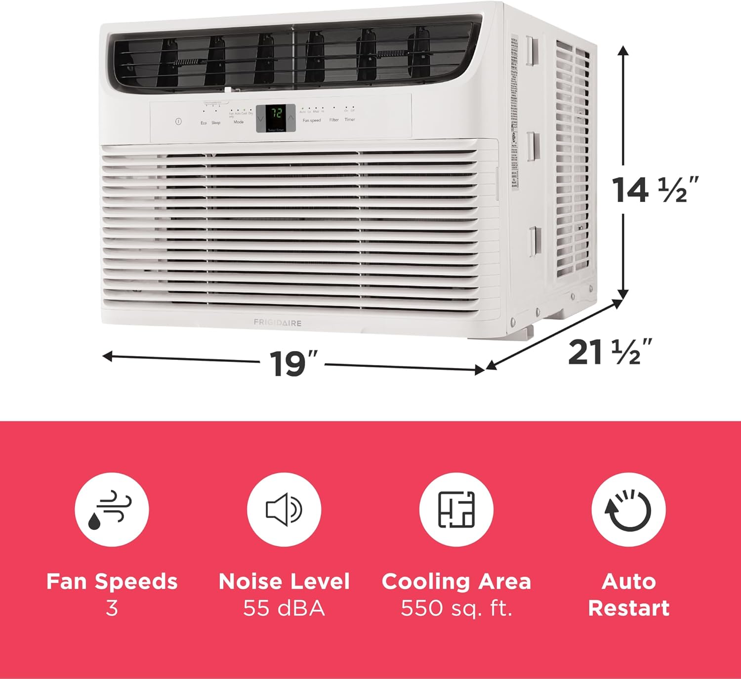 Frigidaire 5,000 BTU Window Air Conditioner with Remote Control, Cools Up to 150 Sq. Ft., Quiet Operation, Eco Mode, 3 Fan Speeds, Auto Restart, White wourant