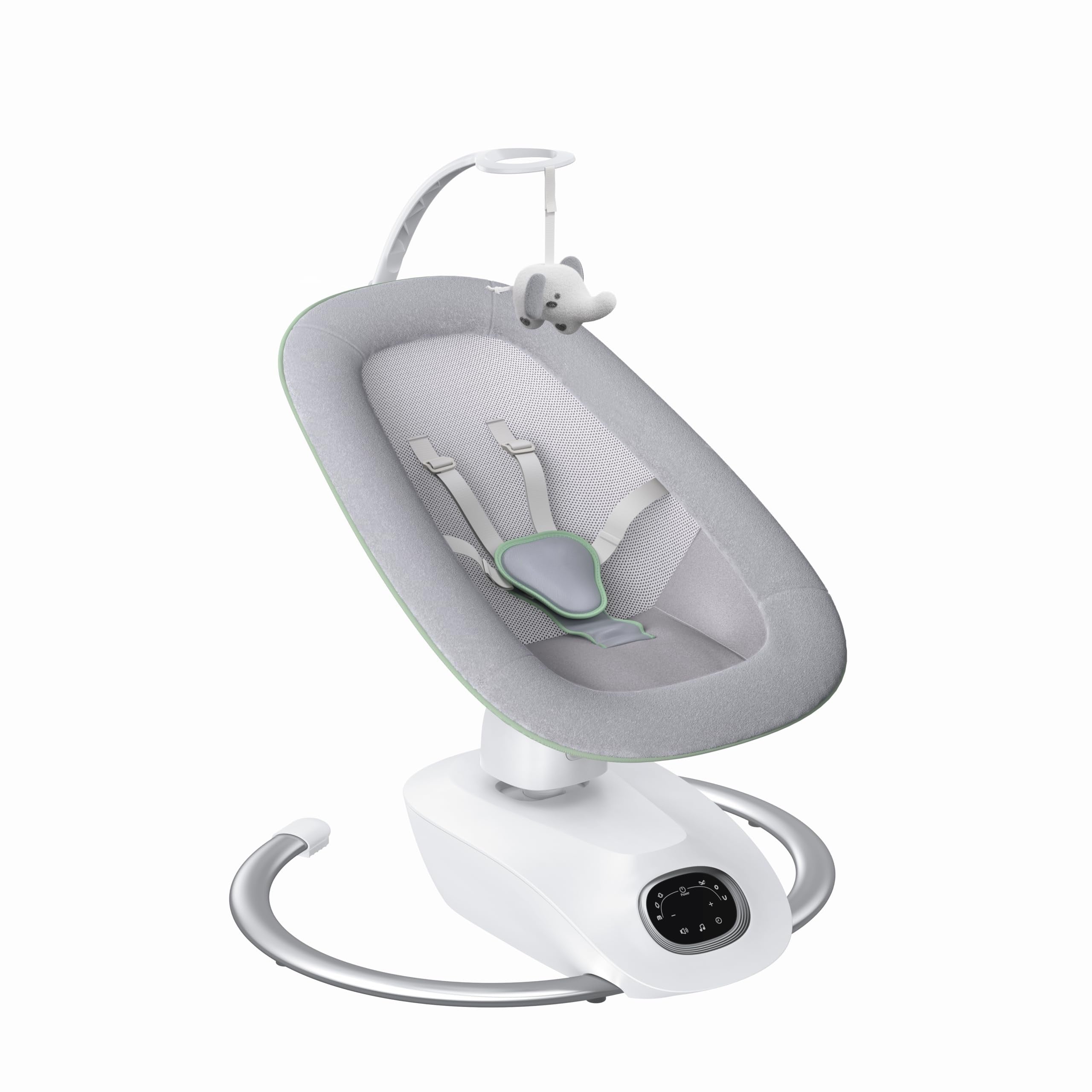 CocoSway 3D Baby Swing, Electric Swing for Infants, 6 Motions & 4 Speeds, Remote Control, 8 Lullabies, Comfort for Babies Up to 20 lbs, Cobblestone wourant