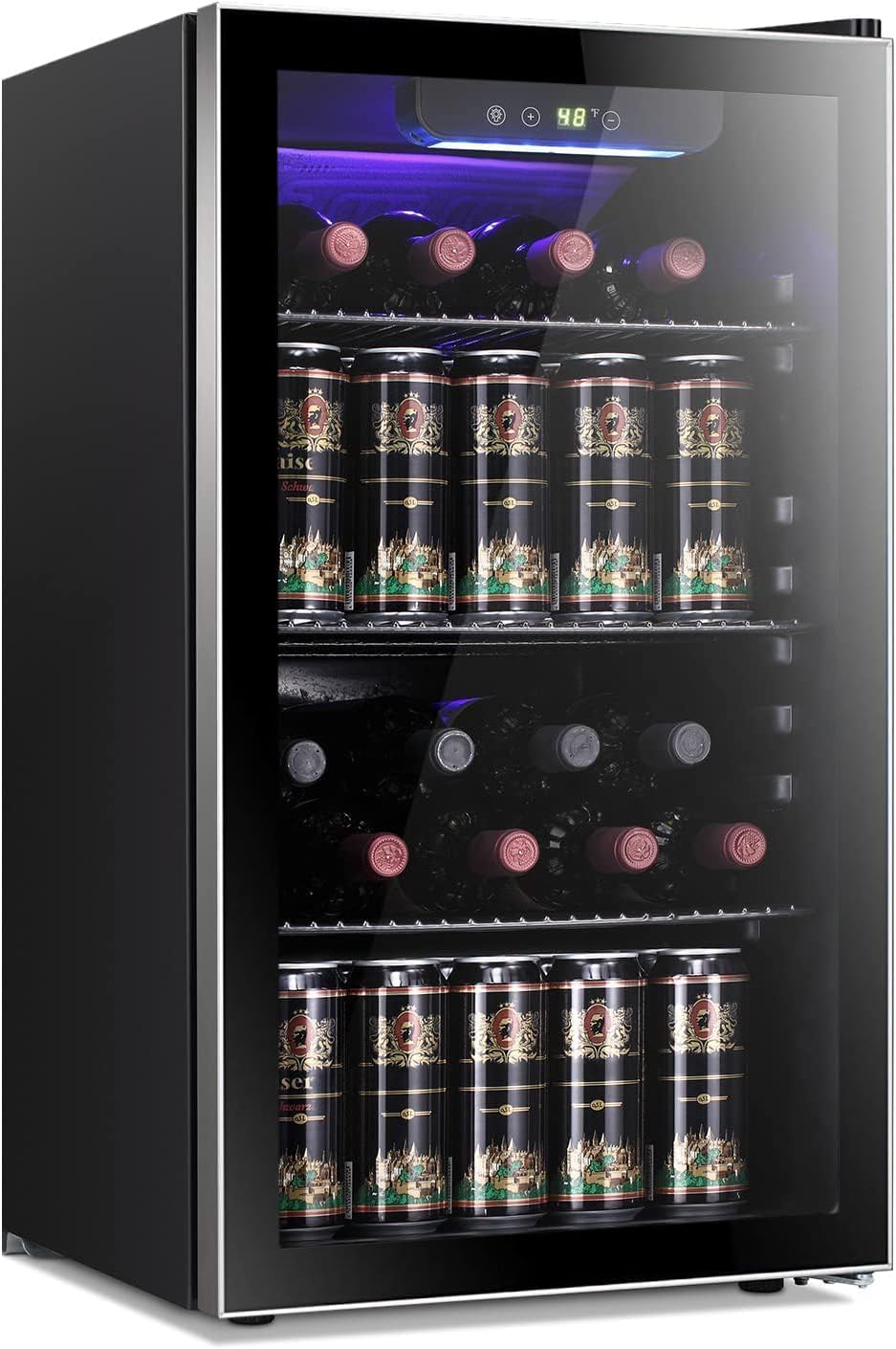 Antarctic Star 26 Bottle 130 Can Wine Cooler Cabinet Beverage Refrigerator Mini Wine Cellar wourant