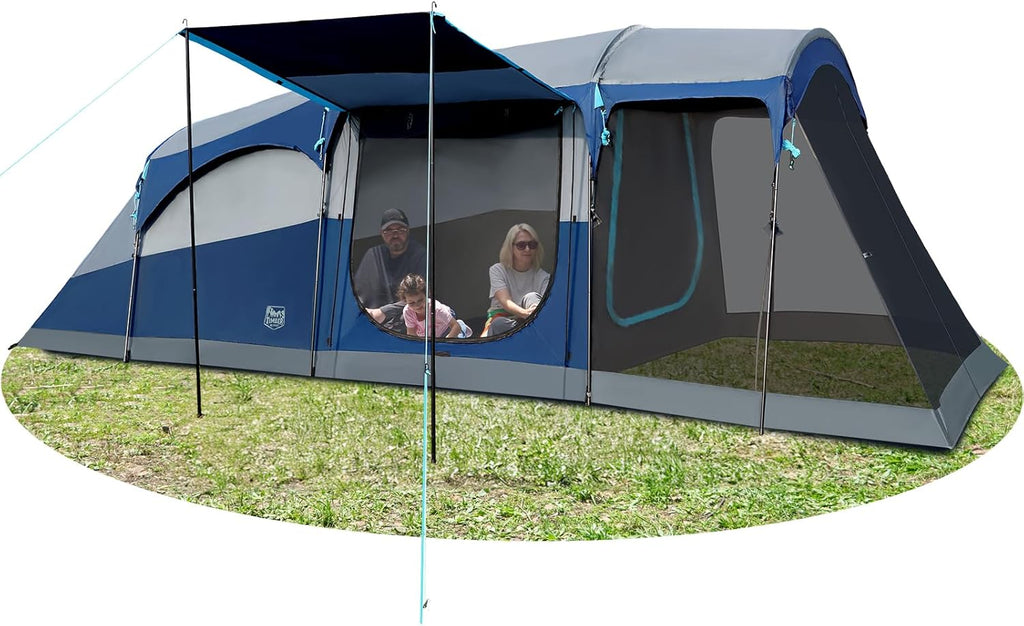 TIMBER RIDGE 8 Person Family Camping Tent with Screen Room, Double Layer Waterproof Weather Resistant Big Tunnel Tent with Rainfly Carry Bag, Large Family Tent for Outdoor Party 20ft x 8ft x 76in wourant