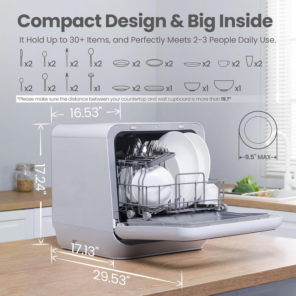 COMFEE' Portable Mini Dishwasher Countertop with 5L Built-in Water Tank wourant