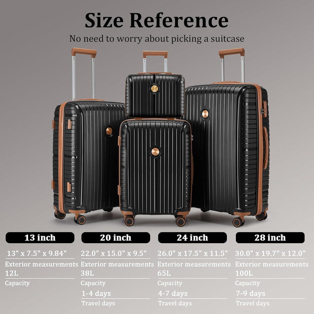 5-piece PP hardshell lightweight travel carry-on luggage set with dual spinner wheels and TSA lock wourant