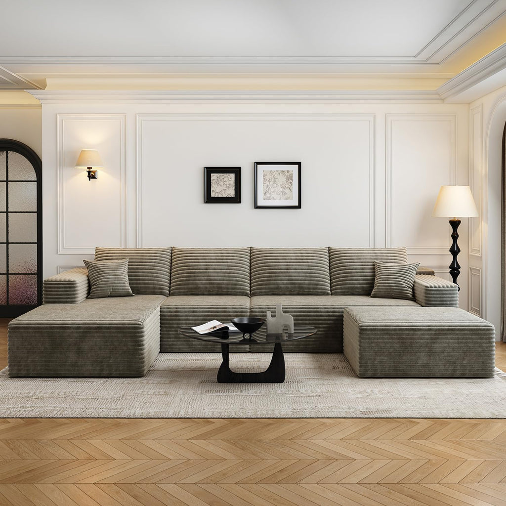 107.5" Cloud Modular Sectional Sofa Couch with L-Shape Chaise,Modern Minimalist Upholstered Couches wourant