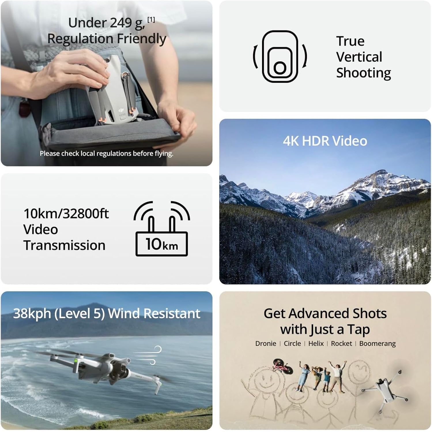 DJI Mini 3, Drones with Camera for Adults 4K, 38-min Flight Time, up to 32800ft (10km) Video Transmission, True Vertical Shooting, GPS Auto Return Integrated, Mini Drone with Camera for Beginners wourant