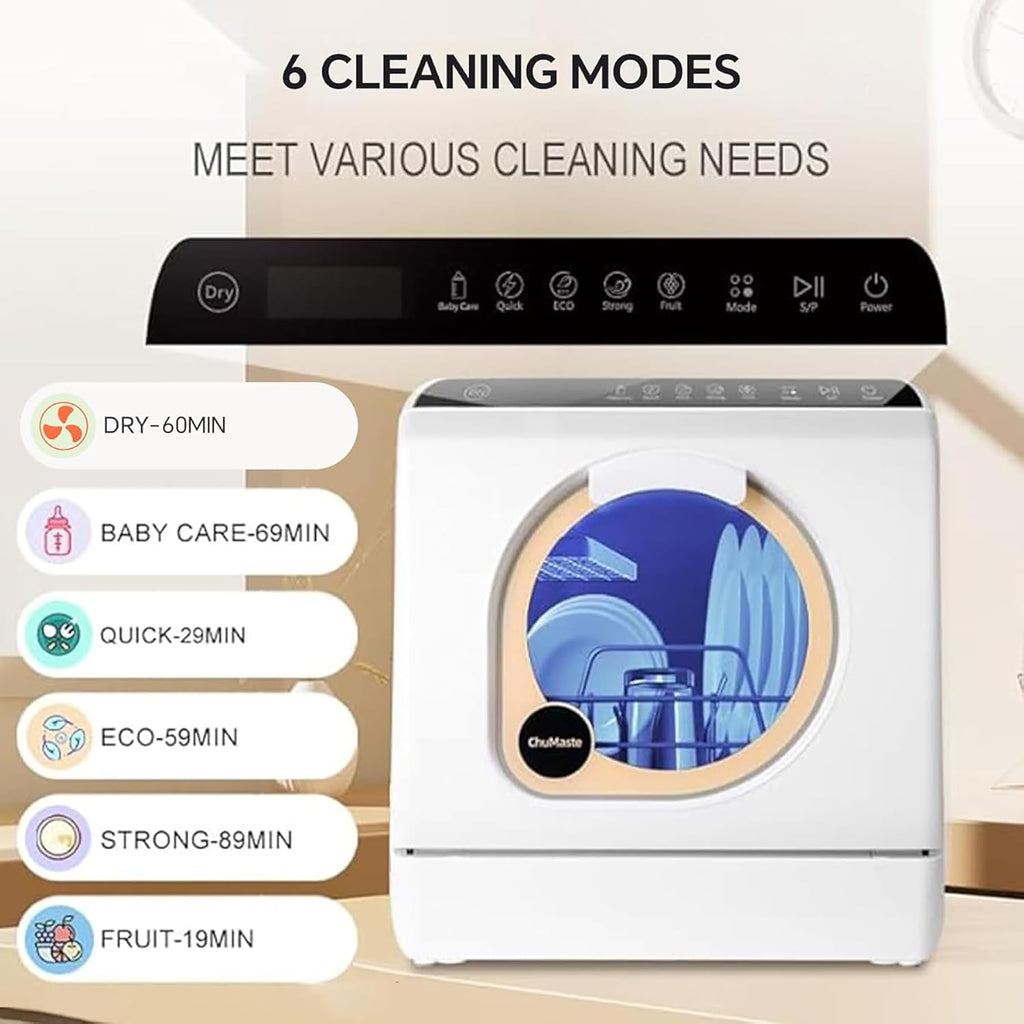 Mini dishwasher countertop .Compact Dishwasher with drying.Double spray arms. Portable Countertop Dishwasher With Water Tank, 6 wash programs, .Lavavajillas portatil can wash baby bottles. wourant