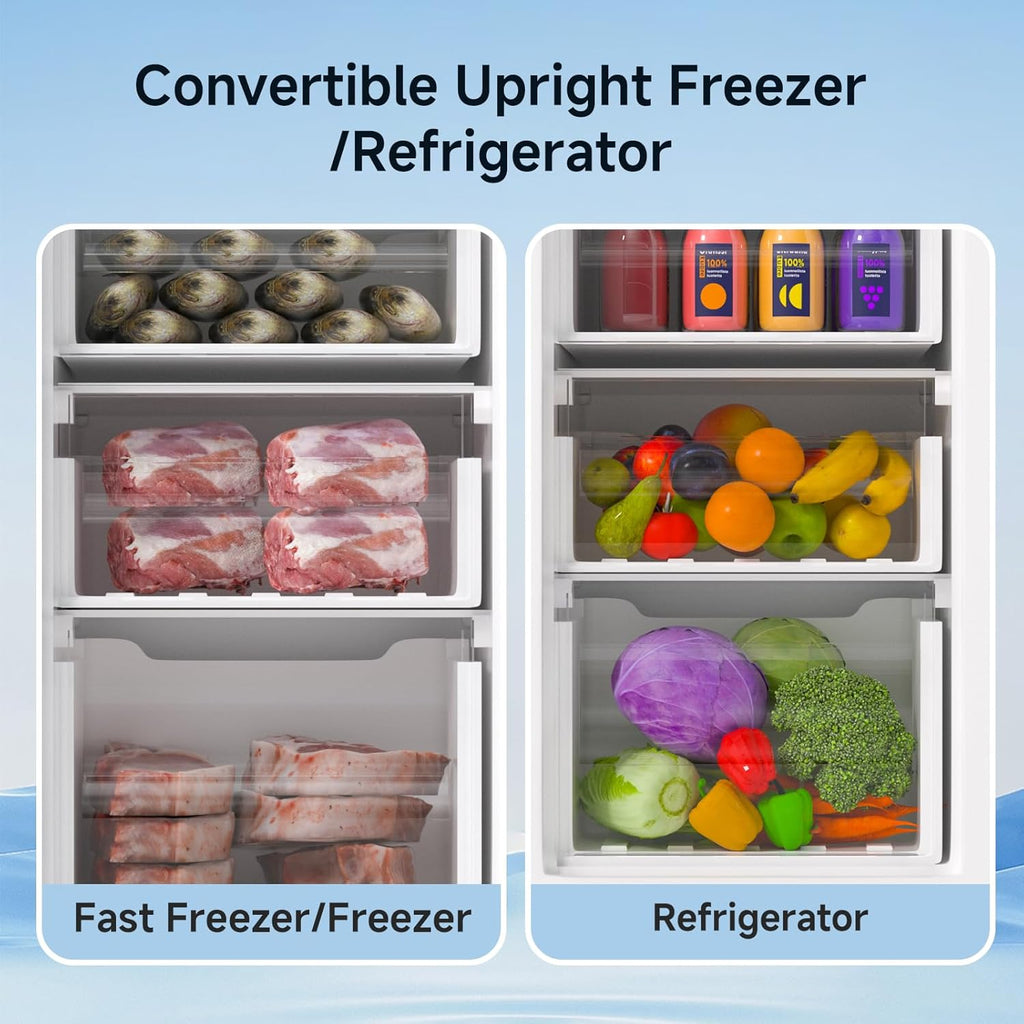 BANGSON Upright Freezer, 7.0 Cu.ft Stand Up Freezer, Convertible Upright Freezer/Refrigerator, Single Door for Kitchen,Garage, Office, Apartment, Silver wourant