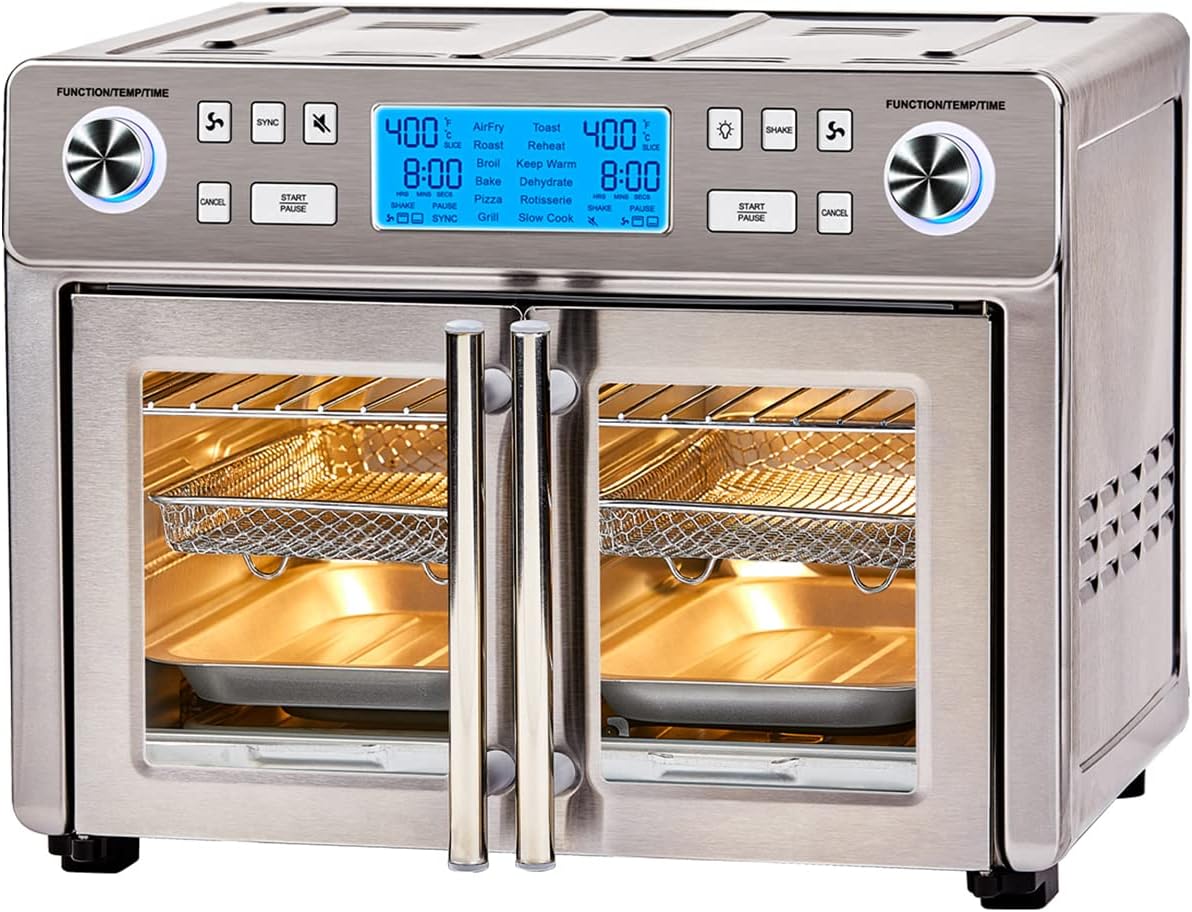 Emeril Lagasse Dual Zone 360 Air Fryer Oven Combo with French Door, 25 QT Extra Large, Cook Two Foods in Different Ways, Up to 60% Faster from Frozen to Finish wourant