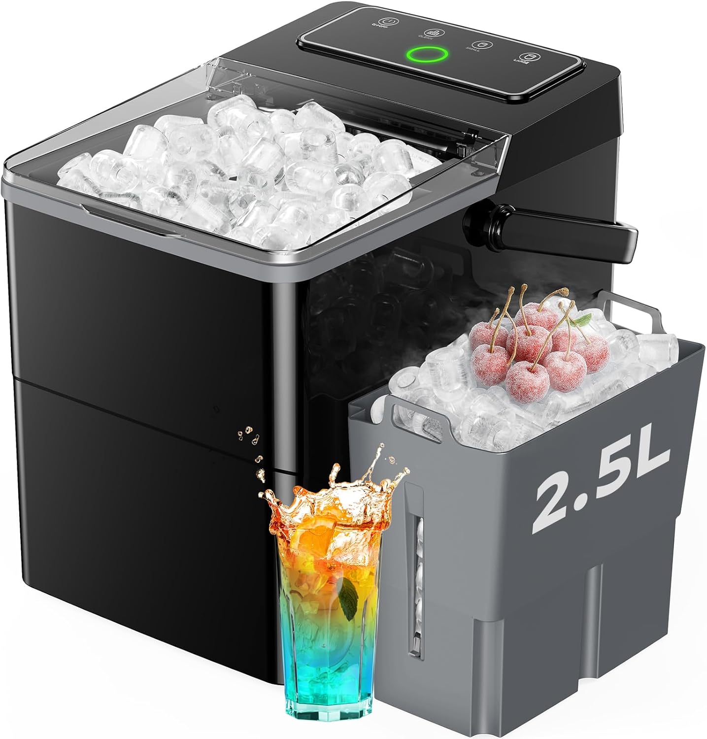 Silonn Ice Maker Countertop, 9 Cubes Ready in 6 Mins, 26lbs in 24Hrs, Self-Cleaning Ice Machine with Ice Scoop and Basket, 2 Sizes of Bullet Ice for Home Kitchen Office Bar Party woonhhop