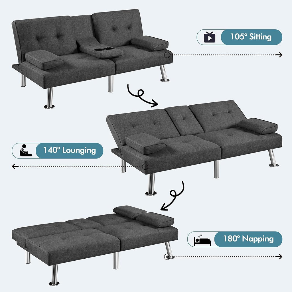 Convertible Sofa Bed Modern Imitation Leather Home Recliner Flip Double Sofa Folding Sofa Bed Guest Bed wourant