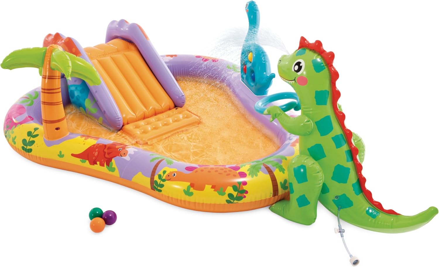 Intex 96" x 78" x 28" Inflatable Jungle Adventure Play Center Spray Kiddie Pool - Backyard Kids Water Slide, Outdoor Blow-Up Splash Pad for Toddlers wourant