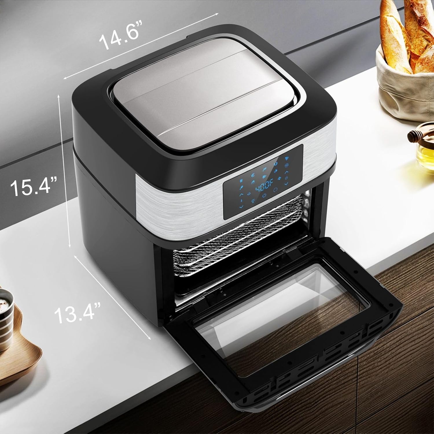 Large 20-quart air fryer 10-in-1 oven-air fryer combo Air fryer with rotisserie rack 3 dehydrating racks wourant
