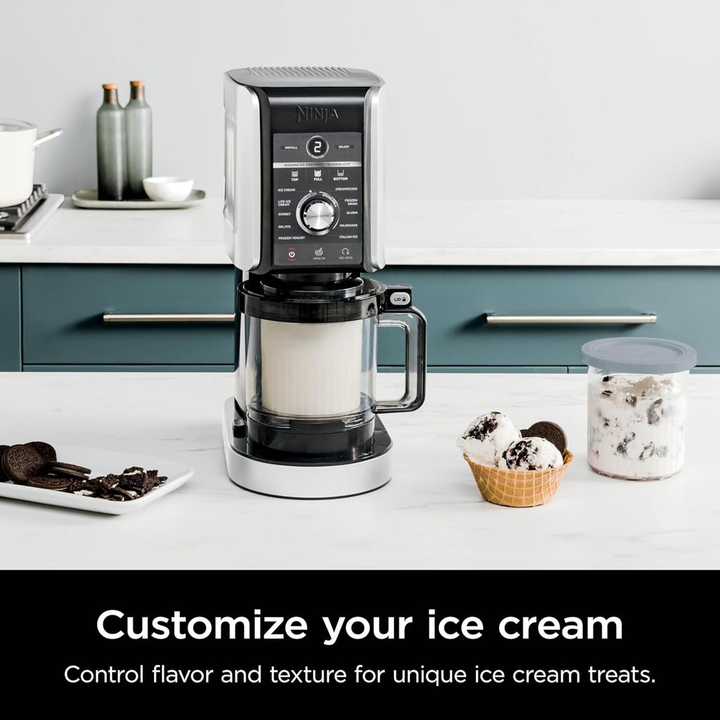 Ninja NC301 CREAMi Ice Cream Maker, for Gelato, Mix-ins, Milkshakes, Sorbet, Smoothie Bowls & More, 7 One-Touch Programs, with (2) Pint Containers & Lids, Compact Size, Perfect for Kids, Silver wourant