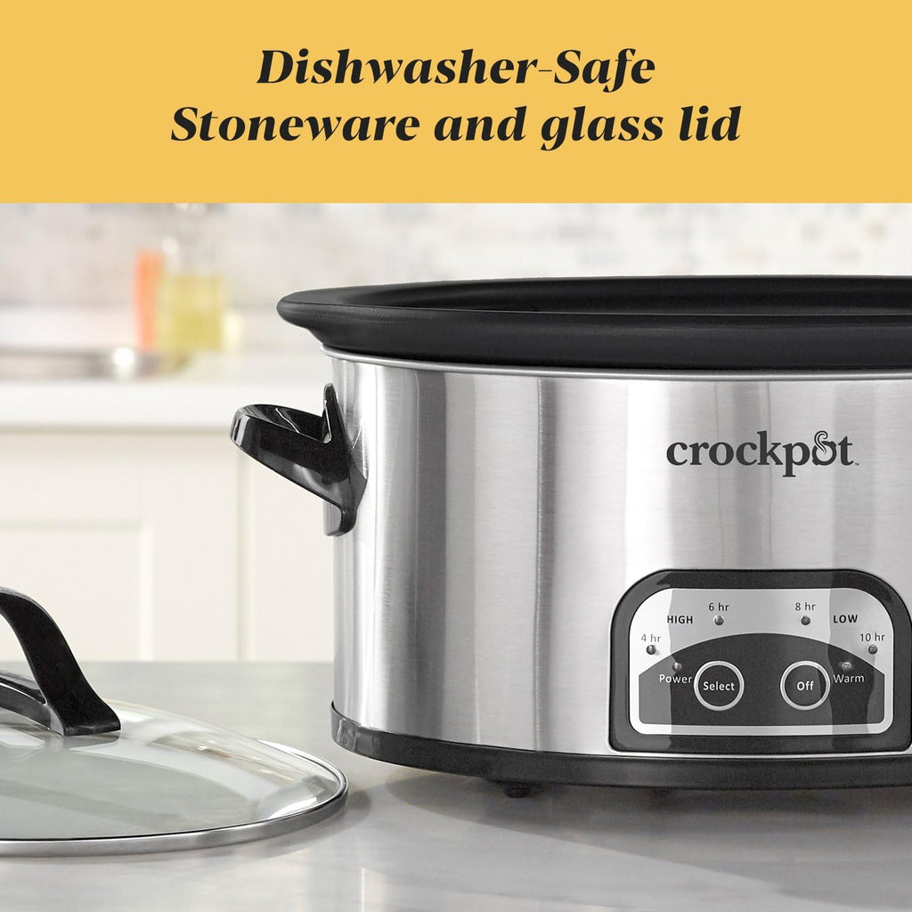 Large 8-Quart Programmable Slow Cooker with Auto Warm Setting Black Stainless Steel wourant