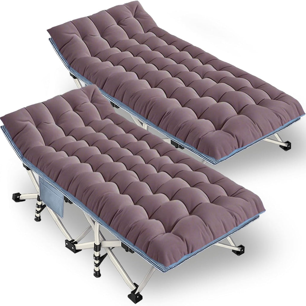 2-pack camping cots with mattresses, comfortable sleeping beds, adult camping cots, 2-person folding beds, heavy-duty sleeping beds wourant
