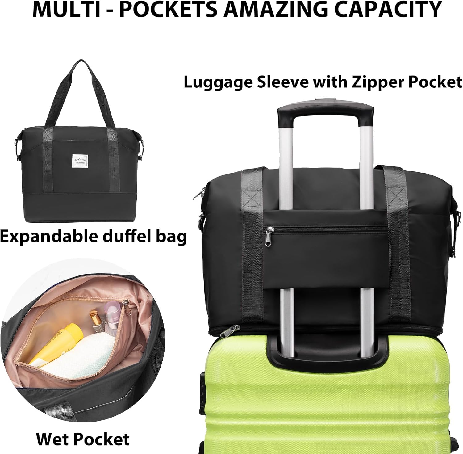 LONG VACATION 6 Piece Luggage Set Carry on Suitcase with ABS+PC hardshell, Spinner Wheels & YKK Zipper TSA Lock wourant