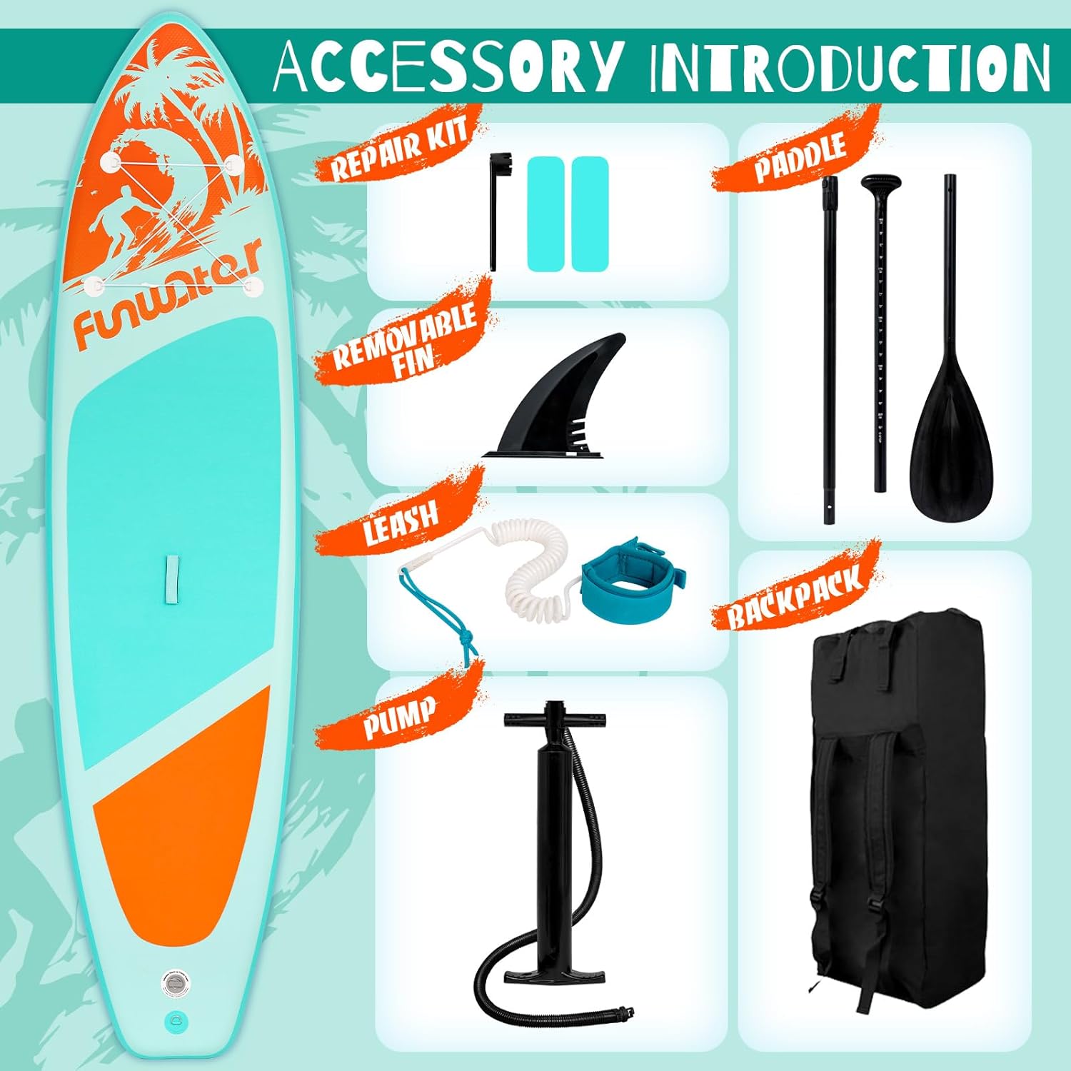 FunWater Inflatable Stand Up Paddle Board with Premium SUP Paddle Accessories, Non-Slip EVA Deck, 11'/10'6' Paddle wourant