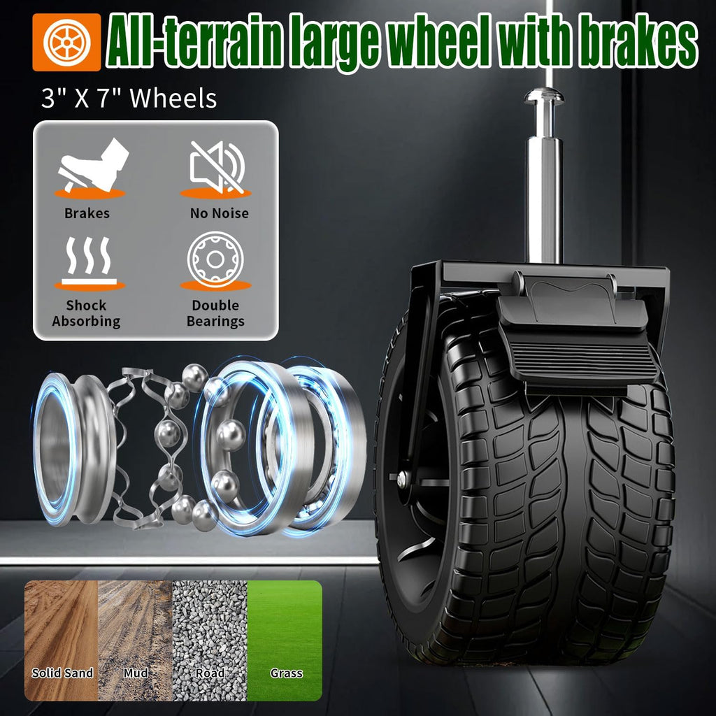Foldable 4-wheel cart, foldable, 37 inches long, 480 lb capacity, heavy-duty beach cart, shopping cart with wheels wourant